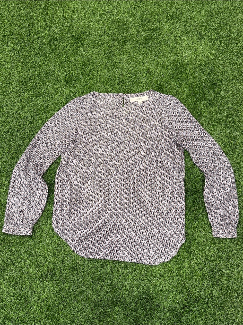 Patterned Long-Sleeve Blouse - Pink/Black